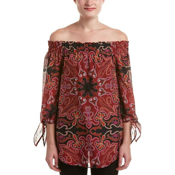 RACHEL ZOE Size 2 Blouse 100% Silk Off the Shoulder Designer Luxury Sheer NEW - Picture 1 of 13